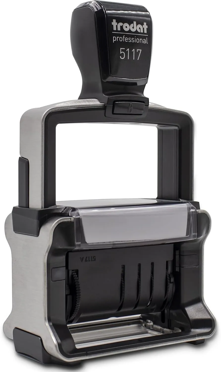 Rubber Stamp Creation - 5117 Professional 12-Message Stamp w/Dater, Self-Inking, Blue/Red 2 Color Ink