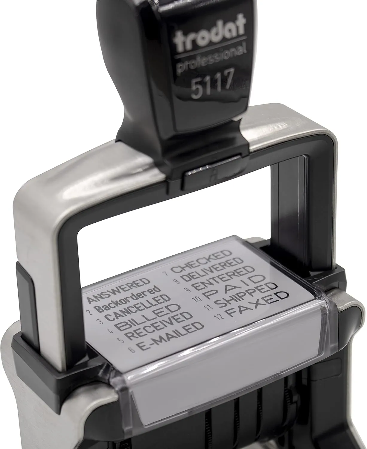 Rubber Stamp Creation - 5117 Professional 12-Message Stamp w/Dater, Self-Inking, Blue/Red 2 Color Ink