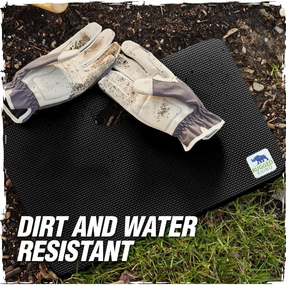 Rugged Rhino Soft Foam Patent Pending Kneeling Pad, Garden Knee Pads Resists Water, Thick Durable Shock Absorbent, Comfortable Strong Rebound, Gardening, Mechanic Tools, Bathing Baby, 2 Pack, Black