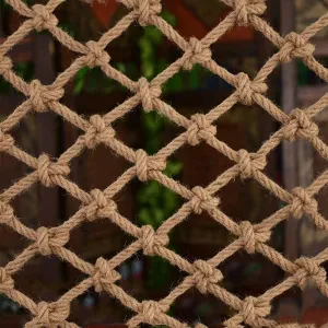 Safety Anti-Fall Fence Net for Children Pet Cat,Cargo Net Climbing Rope,Playground Climbing Children Net Woven Rope Truck Trailer Netting Swing Treehouse Hammock Rope (Jute, 1Mx3M(3.3FTx9.8FT))