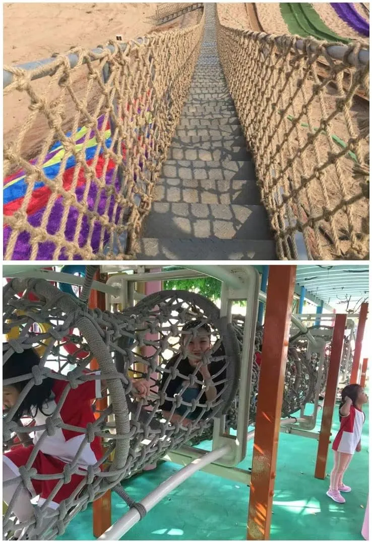 Safety Anti-Fall Fence Net for Children Pet Cat,Cargo Net Climbing Rope,Playground Climbing Children Net Woven Rope Truck Trailer Netting Swing Treehouse Hammock Rope (Jute, 1Mx3M(3.3FTx9.8FT))