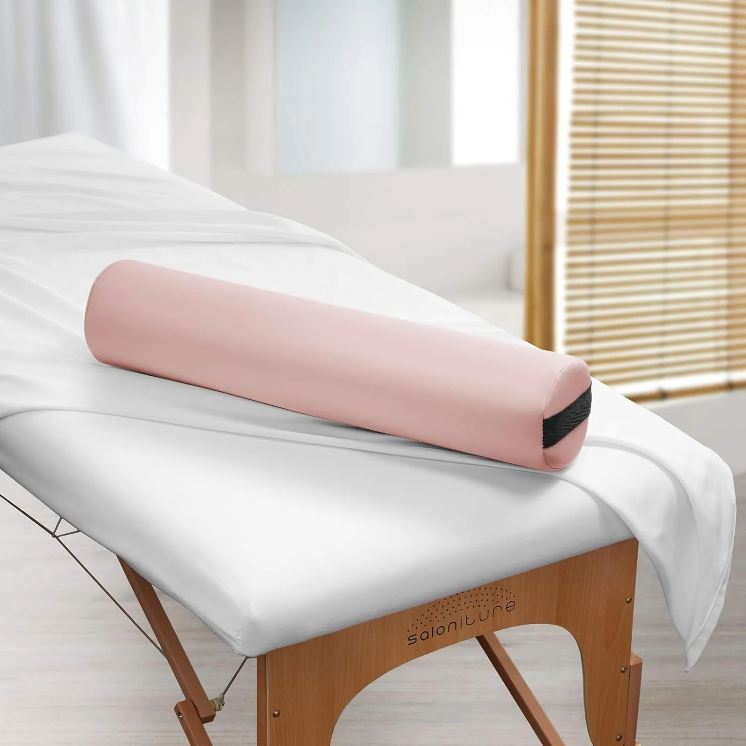 Saloniture Full Round Massage Table Bolster Pillow Pad - 26 x 6 Inch - Pink