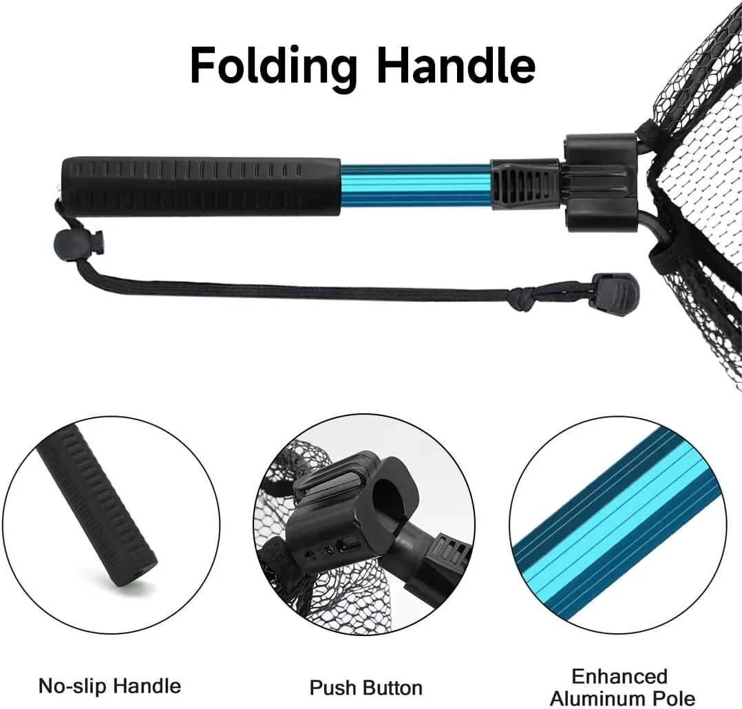 SAN LIKE Floating Fishing Net Collapsible Fishing Nets for Fish Fishing Landing Net with Telescopic Pole Rubber Coated Landing Net for Freshwater Saltwater Foldable Release Salmon Catfish Bass Trout