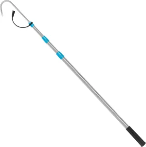 SANLIKE Telescopic Fish Gaff, Stainless Steel Retractable Telescopic Pole with Sea Fishing Hook Tackle for Saltwater Offshore Ice Tool