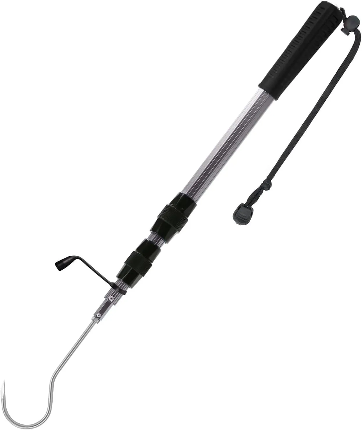 SANLIKE Telescopic Fish Gaff with Stainless Sea Fishing Spear Hook Tackle, Soft Handle Aluminium Alloy Pole for Saltwater Offshore Ice Tool