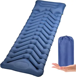 Self Inflating Camping Mat, 9cm Thick Waterproof Sleeping Mat with Pillow, Portable Ultralight Sleeping Camping, Folding Single Air Mattress, Camping Mat for Outdoor Backpacking Hiking