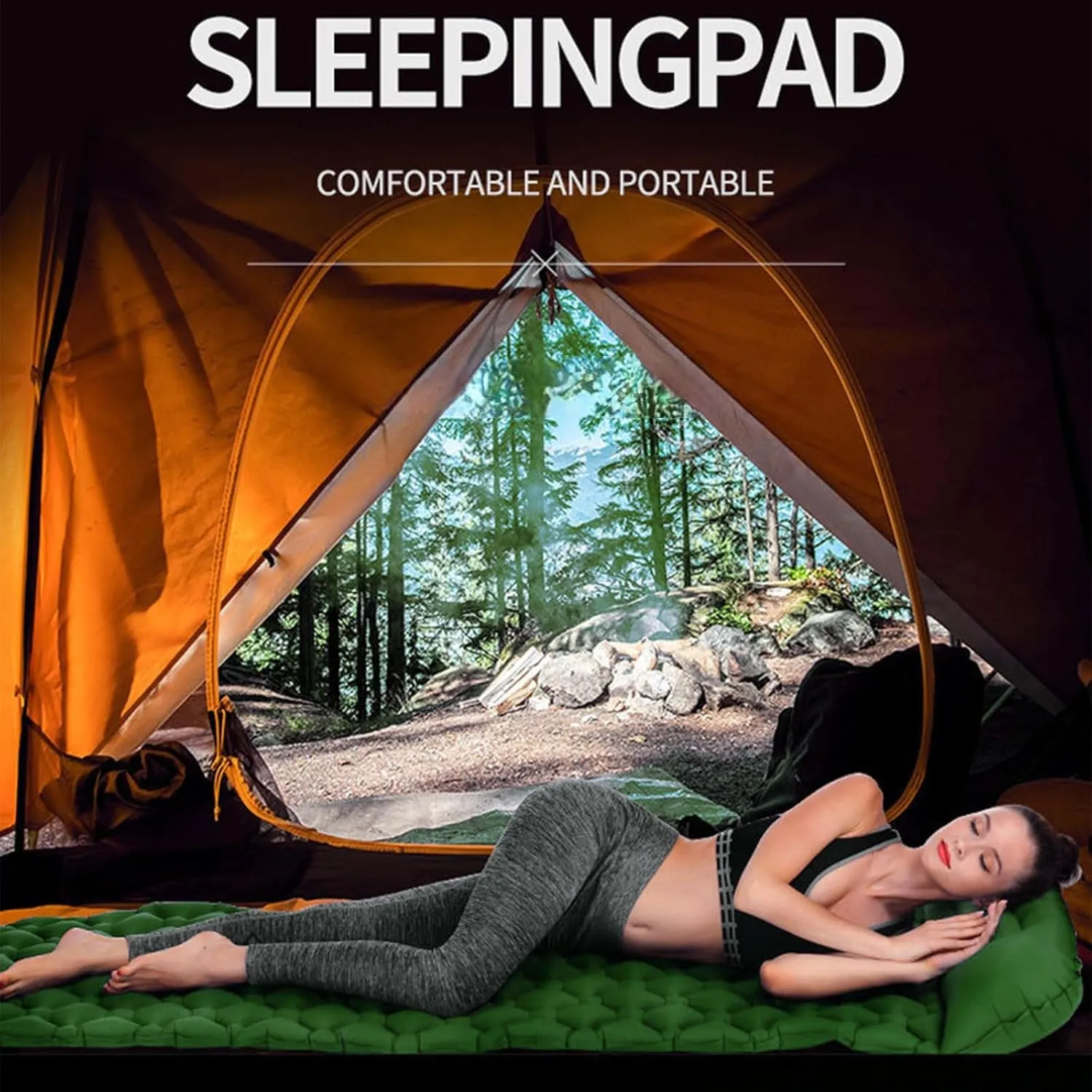 Self Inflating Camping Mat with Pillow, Thicken Inflatable Camping Mattress with Built-in Pump, Waterproof Inflatable Mat for Outdoor, Camping, Hiking