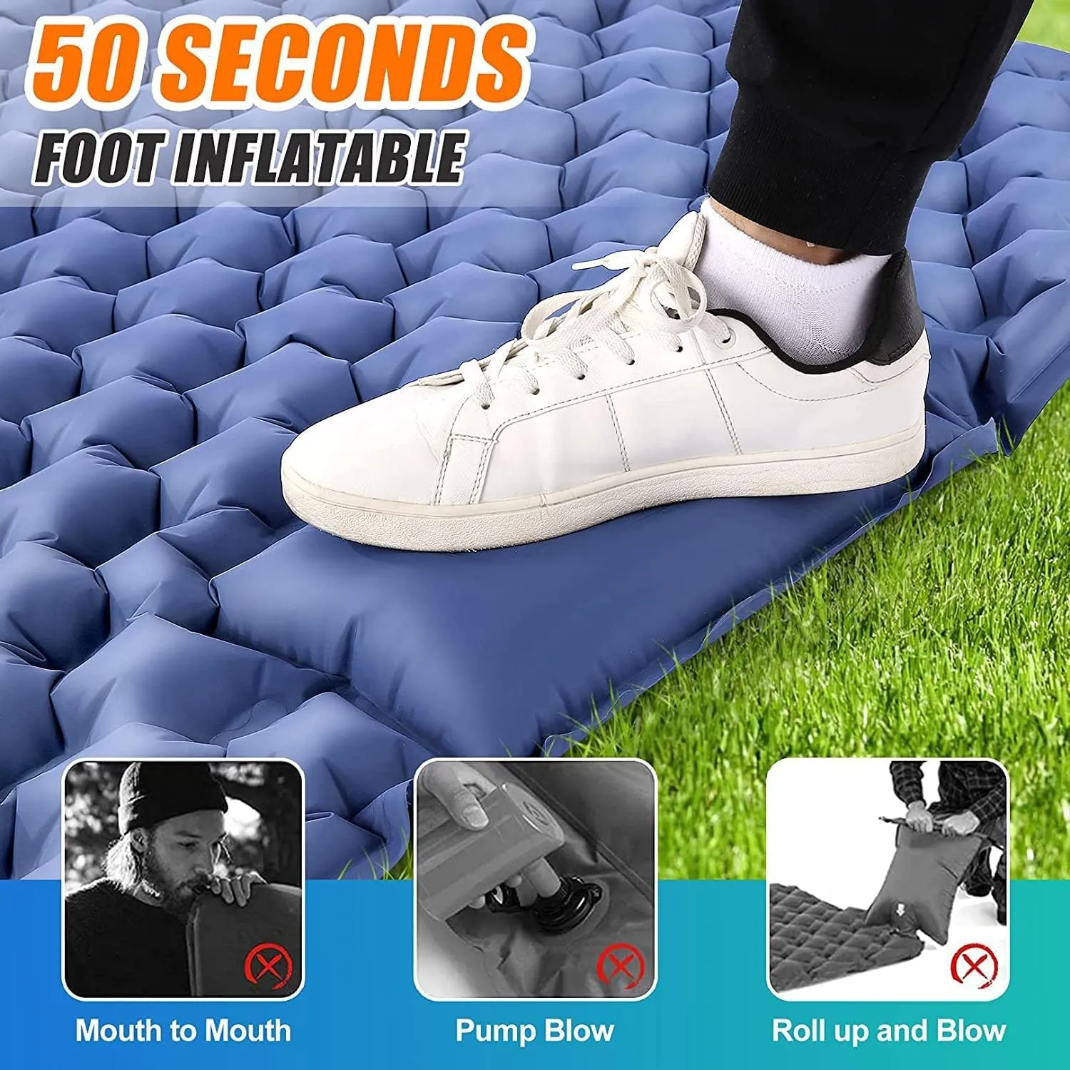 Self Inflating Camping Mat with Pillow, Thicken Inflatable Camping Mattress with Built-in Pump, Waterproof Inflatable Mat for Outdoor, Camping, Hiking