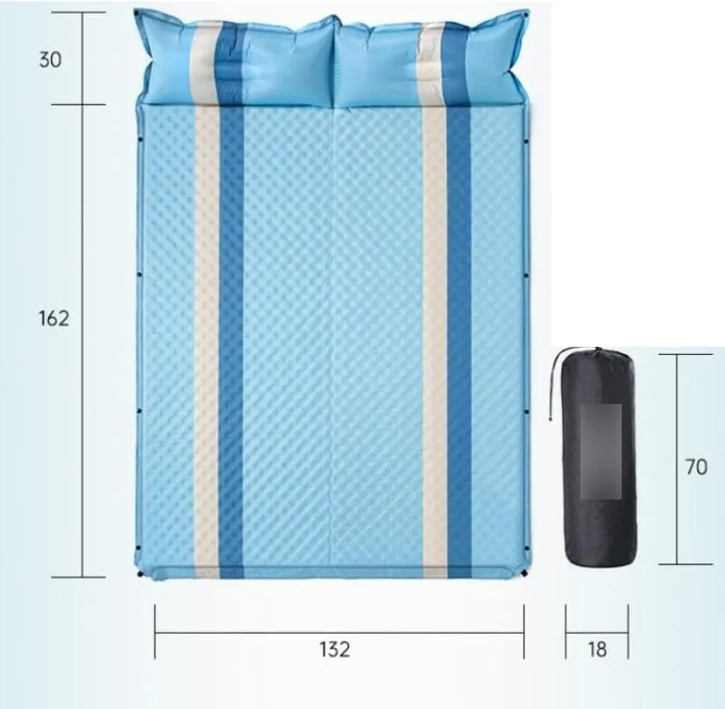 Self-Inflating Pads Double Automatic Inflatable Bed Can Be Spliced Thickened with Inflatable Pillow Suitable for Outdoor Camping Tents, Car Travel, Hiking, Beach, Office Lunch Break