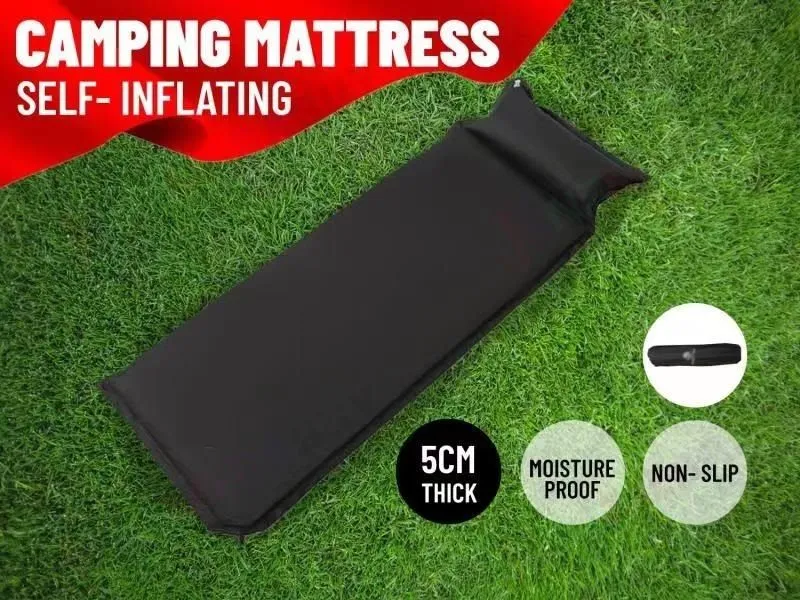 Self Inflating Single Sleeping Mattress Mats Pad Air Bed Camping Hiking* Beige