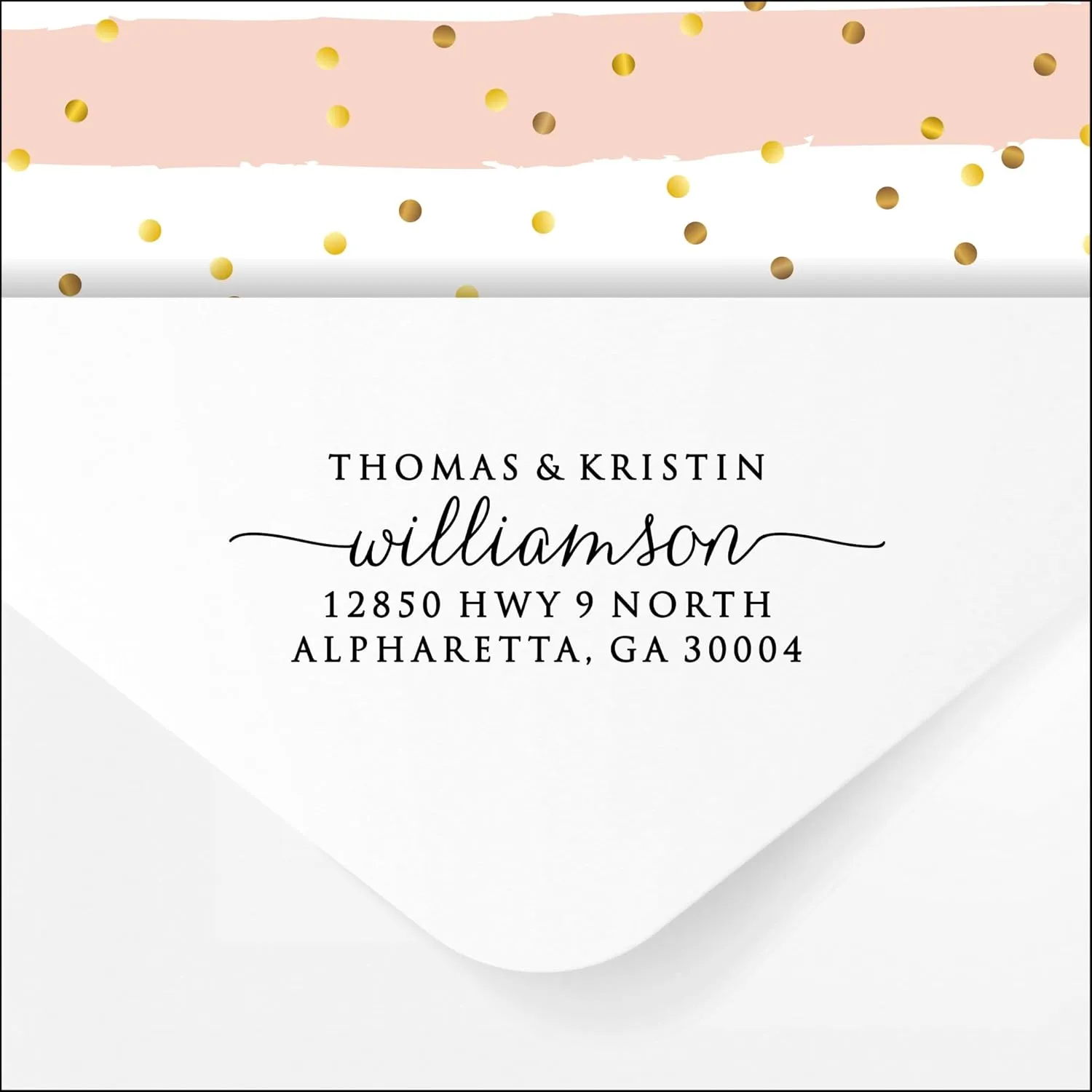 Self Inking Return Address Stamp - Custom 4 Line Personalized Address Stamp for Envelopes, Wedding Invitations, Business, Mailing Labels, Black Ink (Williamson)