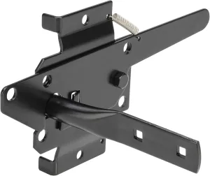Self-Locking Gate Latch Heavy Duty for Wooden Fence, Post Mount Automatic Gravity Lever for PVC Fence Gate Lock Hardware with Fasteners for Secure Pool, Yard, Garden, Steel, Black