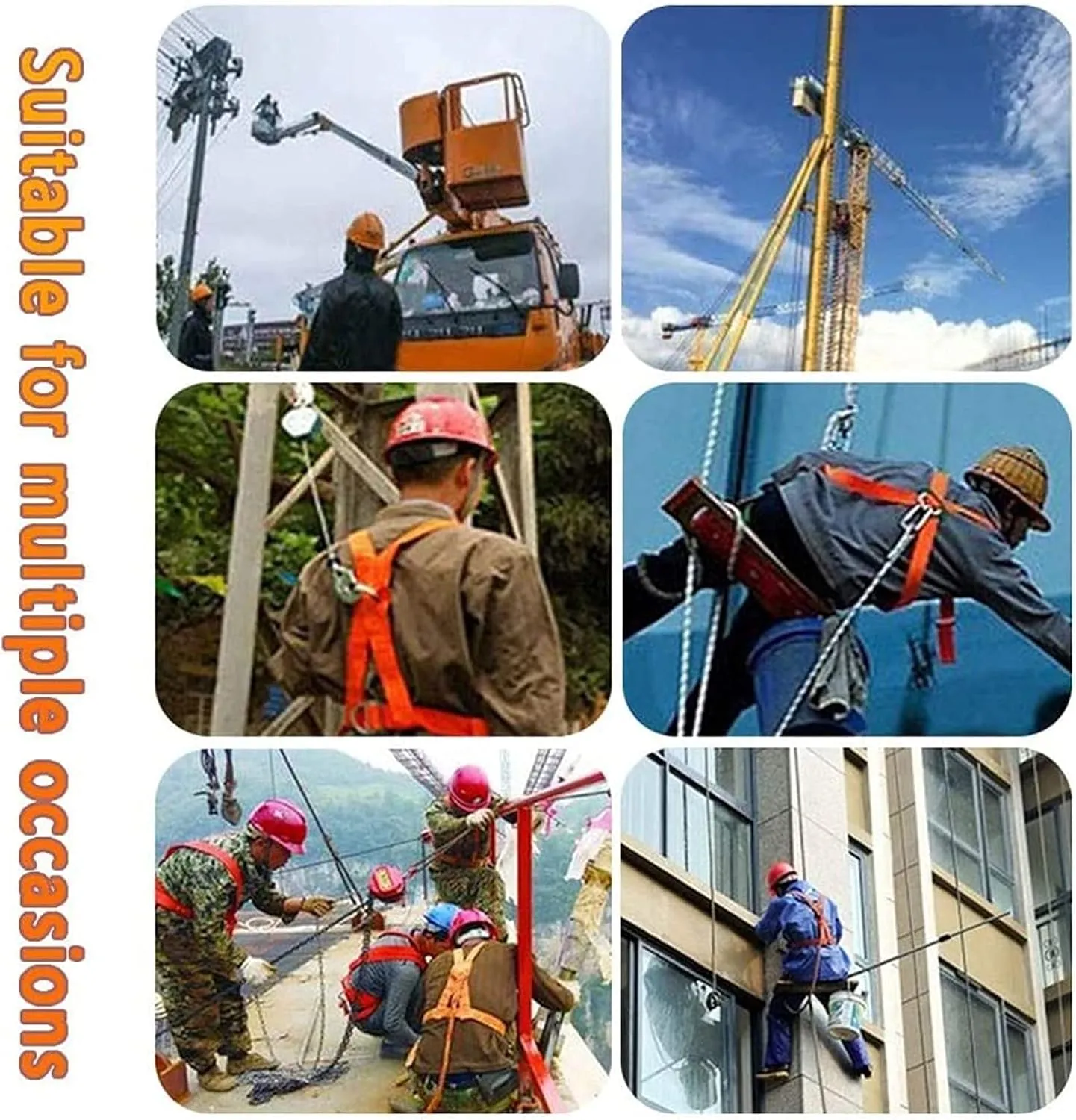 Self-Retracting Lifeline 5m to 30m, High-Altitude Fall Arrester Galvanized Wire Lifeline - Anti Swivel Wire Rope Personal Protective Equipment Yellow,Safety Harness Kits