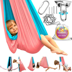 Sensory Swing Indoor Outdoor with 360° Hardware - Holds up to 220 lbs - Calming Therapy Swing for Kids & Adults - Helps with ADHD, Autism, Sensory Processing Disorder - Sturdy Cuddle Hammock
