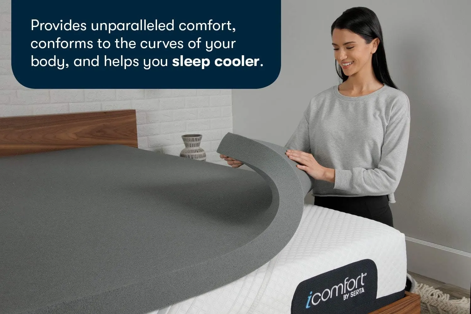 Serta Carbon Dream Cooling, Pressure-Relieving Memory Foam Mattress Topper, 3 Inch, Queen