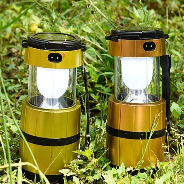 SH-518 Retractable Camping Tent Solar Lantern Outdoor Portable Emergency LED Light Lamp Golden