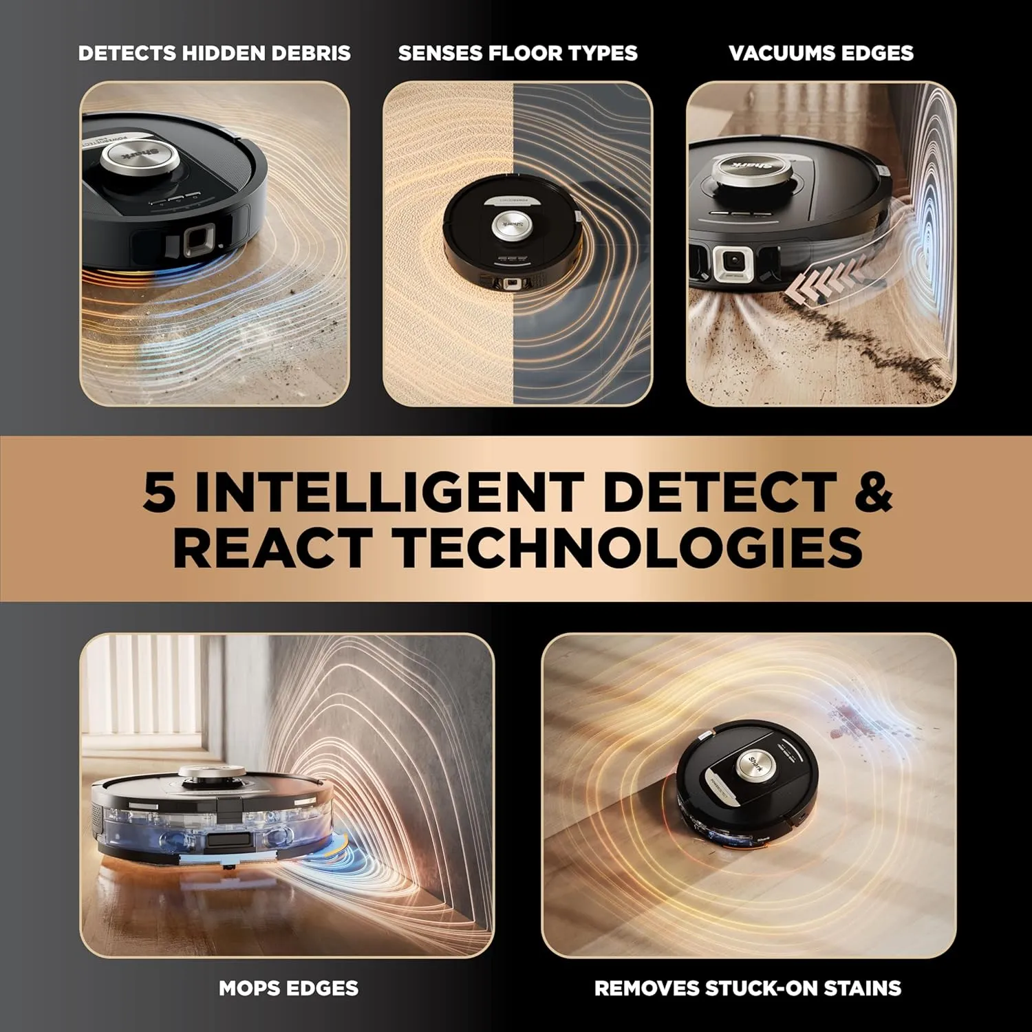 Shark Robot Vacuum & Mop Combo, PowerDetect NeverTouch Pro, Self-Emptying, Self-Refill with Self-Clean Pad Wash & Dry, 60-Day Debris Capacity, 30-Day Refill Tank, 5 PowerDetect Technologies, RV2820ZE