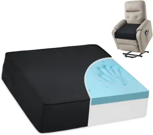 Shinnwa Gel Memory Foam Recliner Cushion for Elderly, Dual-Layer Foam Chair Pad, Extra Large Seat Cushion for Couch, Armchair, Wicker Chairs, Floor, 20 × 20 × 5in, Black