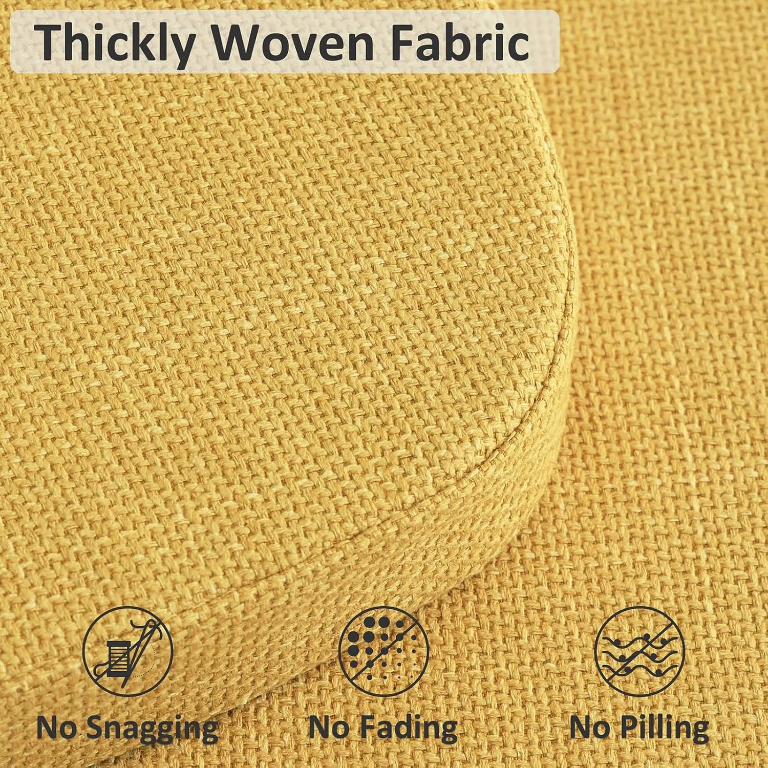 Shinnwa Kitchen Chair Cushions Set of 4, High-Resilience Foam Windsor Seat Pads, Dining Chair Cushions with Ties & Textured Cover, 4 Pack, 16.5 x 15.5 x 2, Mustard Yellow