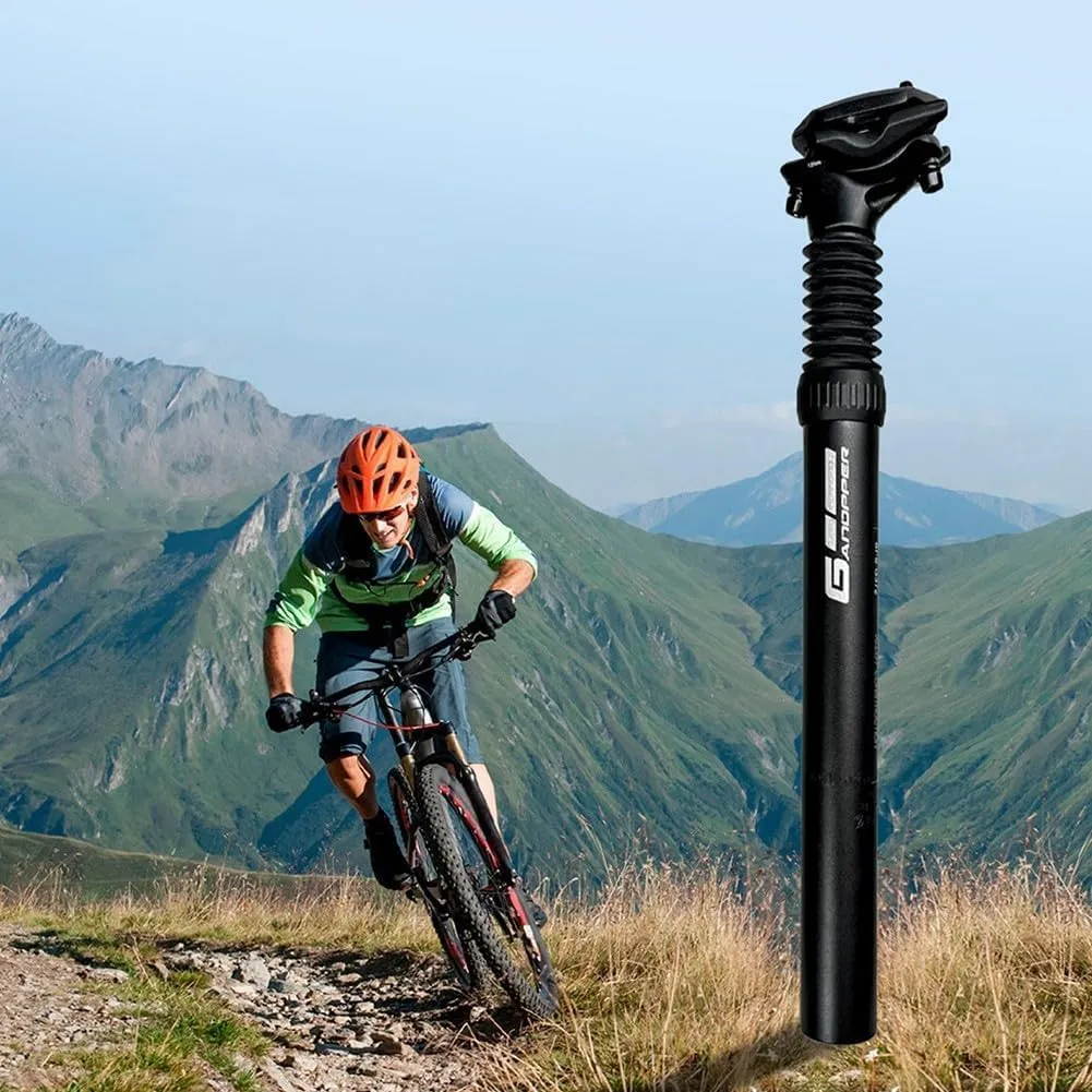 Shock Absorbing Seatpost Bike Suspension Seat Post 350MM Aluminum Alloy Adjustable Spring Coil Vibration Damping Saddle Pole for Mountain Road Bicycle Cycling Comfort