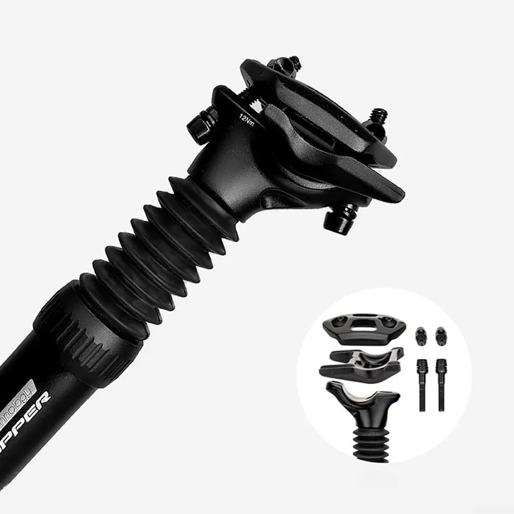 Shock Absorbing Seatpost Bike Suspension Seat Post 350MM Aluminum Alloy Adjustable Spring Coil Vibration Damping Saddle Pole for Mountain Road Bicycle Cycling Comfort