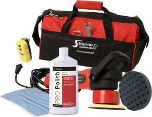 Shurhold 3101 Dual Action Random Orbital Car Boat Buffer Polisher Starter Kit with 16oz Pro Polish Wax & Sealant, 6.5” Foam Pad, Microfiber Towel, and Carrying Bag , Red