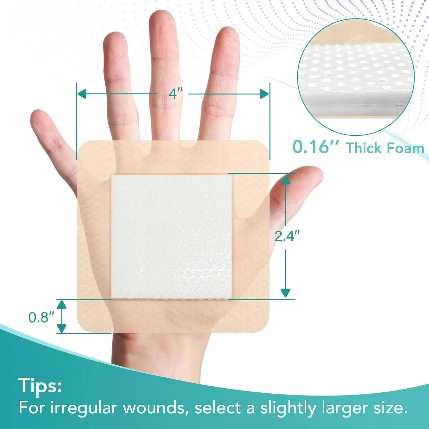 Silicone Foam Dressing with Adhesive Border 4“ x 4”,20 Packs Waterproof Silicone Bandages for Wounds Care, Large Self Adhesive Wound Dressing Bandage for Bed Sore, Foam Pad, FSA HSA Eligible