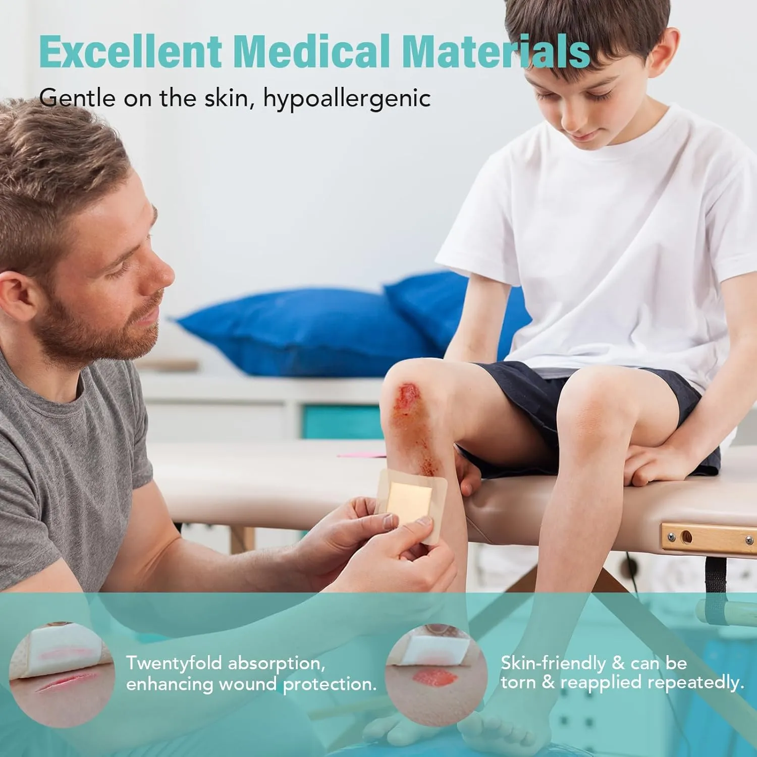Silicone Foam Dressing with Adhesive Border 4“ x 4”,20 Packs Waterproof Silicone Bandages for Wounds Care, Large Self Adhesive Wound Dressing Bandage for Bed Sore, Foam Pad, FSA HSA Eligible