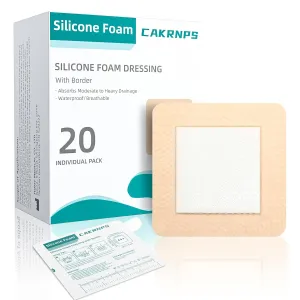 Silicone Foam Dressing with Adhesive Border 4“ x 4”,20 Packs Waterproof Silicone Bandages for Wounds Care, Large Self Adhesive Wound Dressing Bandage for Bed Sore, Foam Pad, FSA HSA Eligible