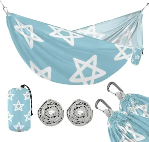 Simple Blue Stars 330lb Capacity Outdoor Hammocks with Tree Straps Indoor Hammock for Camping Travel Accessories Base para hamacas para adultos