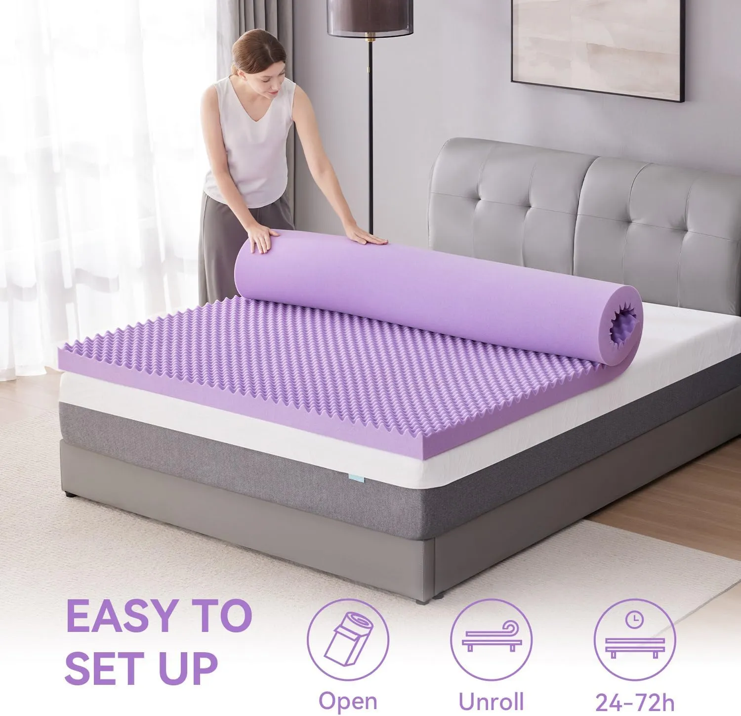 SINWEEK 2 Inch Egg Crate Memory Foam Mattress Topper Twin Size, Soft Mattress Pad for Back Pain Relief, Bed Topper, CertiPUR-US Certified