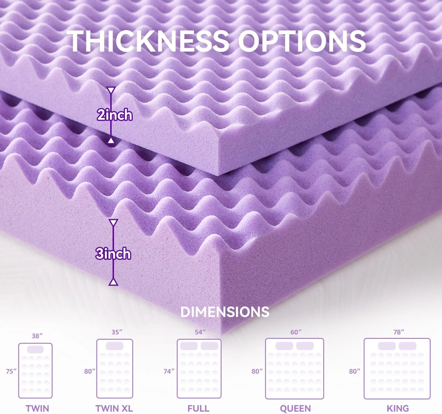 SINWEEK 2 Inch Egg Crate Memory Foam Mattress Topper Twin Size, Soft Mattress Pad for Back Pain Relief, Bed Topper, CertiPUR-US Certified