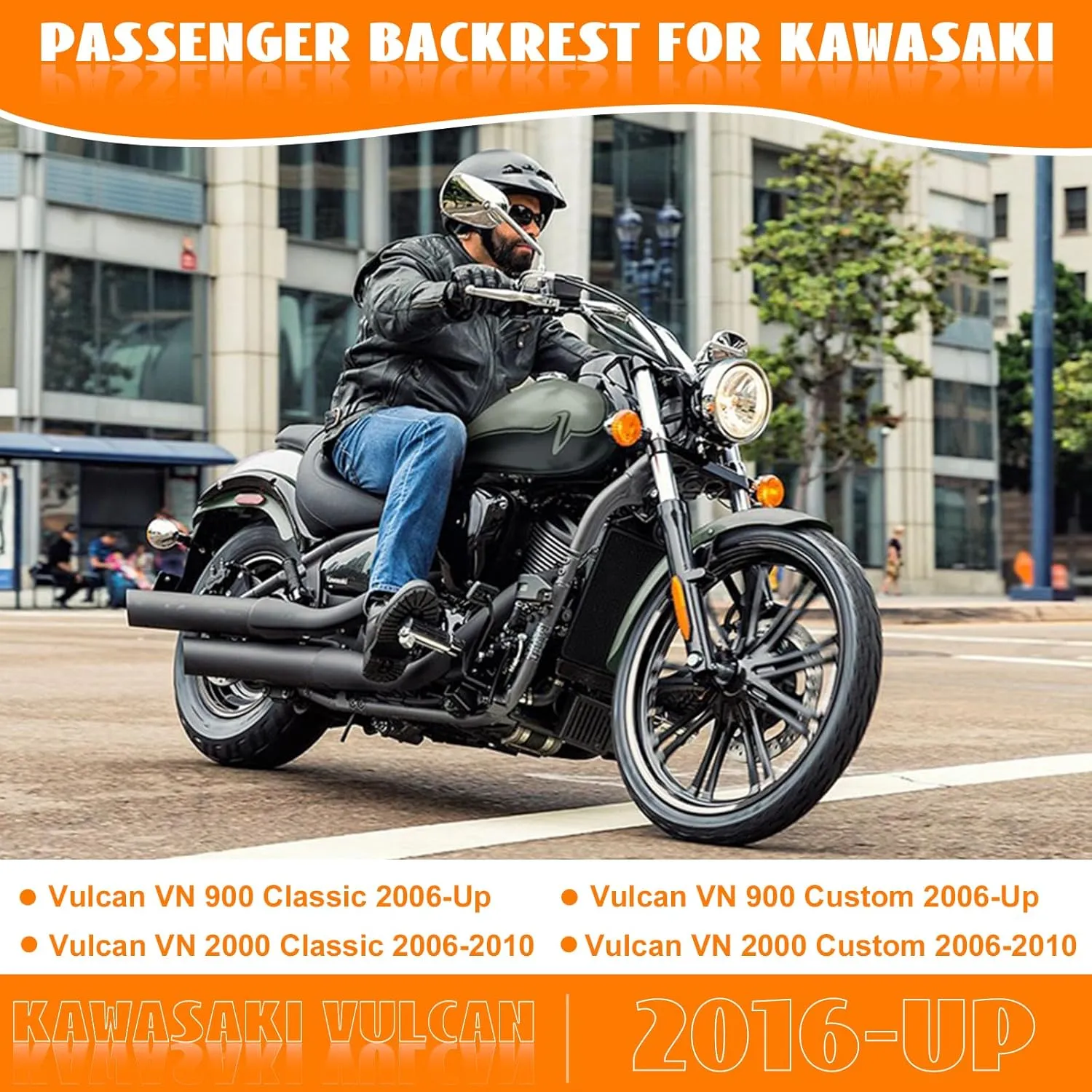 Sissy Bar Luggage Rack for Kawasaki, Detachable Rear Passenger Backrest with Remove Holder Shelf Carrier Compatible With Vulcan VN 900 2000 Classic Custom 1996-2024