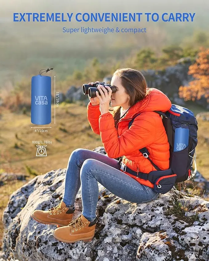Sleeping Pad for Camping 78''X28'', Camping Sleeping Pad with Pillow Built-in Pump, Camping Air Mattress for Backpacking, Traveling ‎Navy Blue