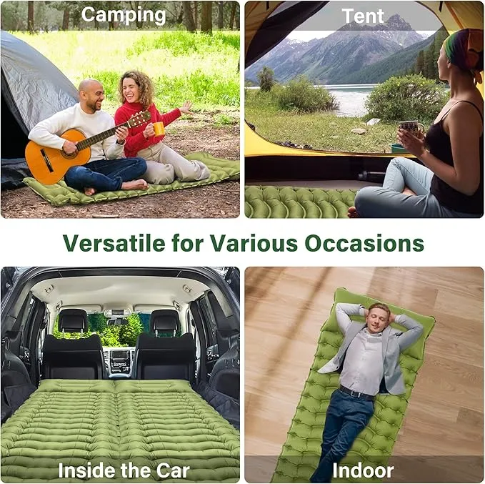 Sleeping Pad for Camping, Self Inflating Ultra Lightweight Sleeping Pad Backpacking Air Mattress Camping Mat with Pillow, Built-in Foot Pump Protable Sleeping Pads for Camping Tent 78x27 Inch