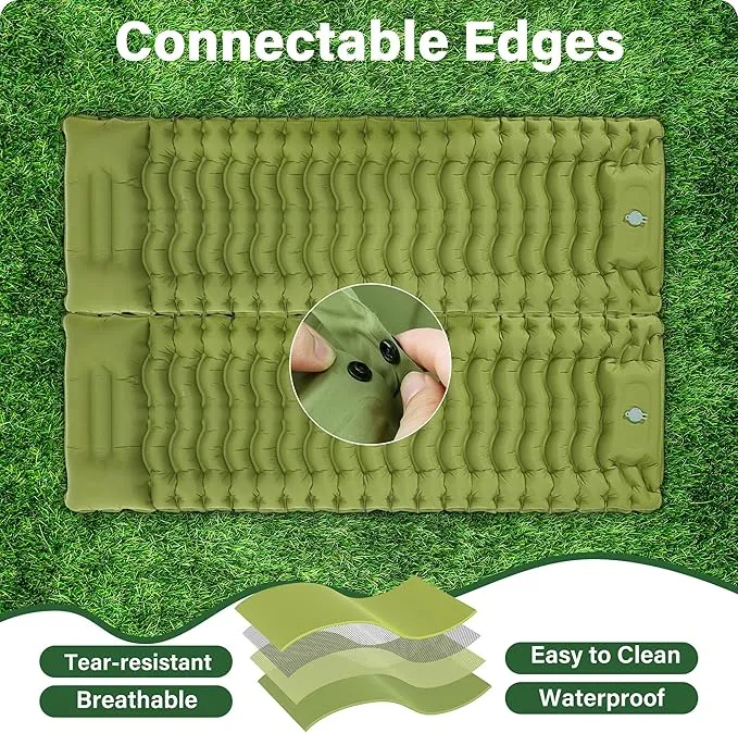 Sleeping Pad for Camping, Self Inflating Ultra Lightweight Sleeping Pad Backpacking Air Mattress Camping Mat with Pillow, Built-in Foot Pump Protable Sleeping Pads for Camping Tent 78x27 Inch