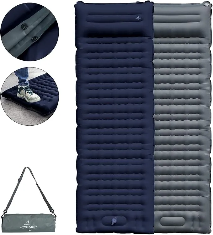 Sleeping Pad for Camping, Thick 4.7 Inch Ultralight Inflatable Sleeping Mat with Built-in Pump,Portable Air Mattress with Pillow for Camping, Backpacking, Hiking,Tent,Dark Blue