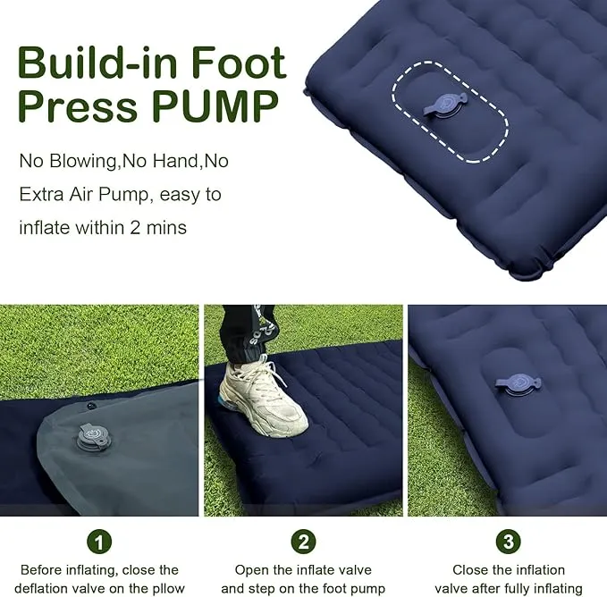 Sleeping Pad for Camping, Thick 4.7 Inch Ultralight Inflatable Sleeping Mat with Built-in Pump,Portable Air Mattress with Pillow for Camping, Backpacking, Hiking,Tent,Dark Blue