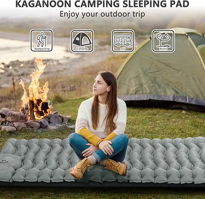 Sleeping Pad for Camping, Ultralight Inflatable Camping Mat with Pillow Built-in Foot Pump Sleeping Pads, Compact & Lightweight Air Mattress for Camping, Backpacking, Hiking