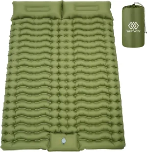 Sleeping Pad - Self Inflating 4" Extra-Thick for 2 Person with Pillow Built-in Foot Pump Inflatable Sleeping Mat for Backpacking, Hiking, Traveling