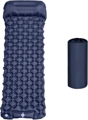 Sleeping Pads for Camping,Ultralight Inflatable Sleeping Pad for Camping with Pillow,Built-in Pump,Waterproof Nylon foror Camping, Backpacking, Hiking, Tent Mattress (Dark Blue)
