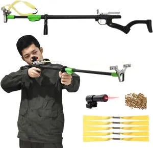slingshots for Adults, Professional Slingshot Rifle for Hunting Telescopic Rod Laser Slingshot with 5 Replacement Bands, high Power Slingshot Catapult for Competition Practice