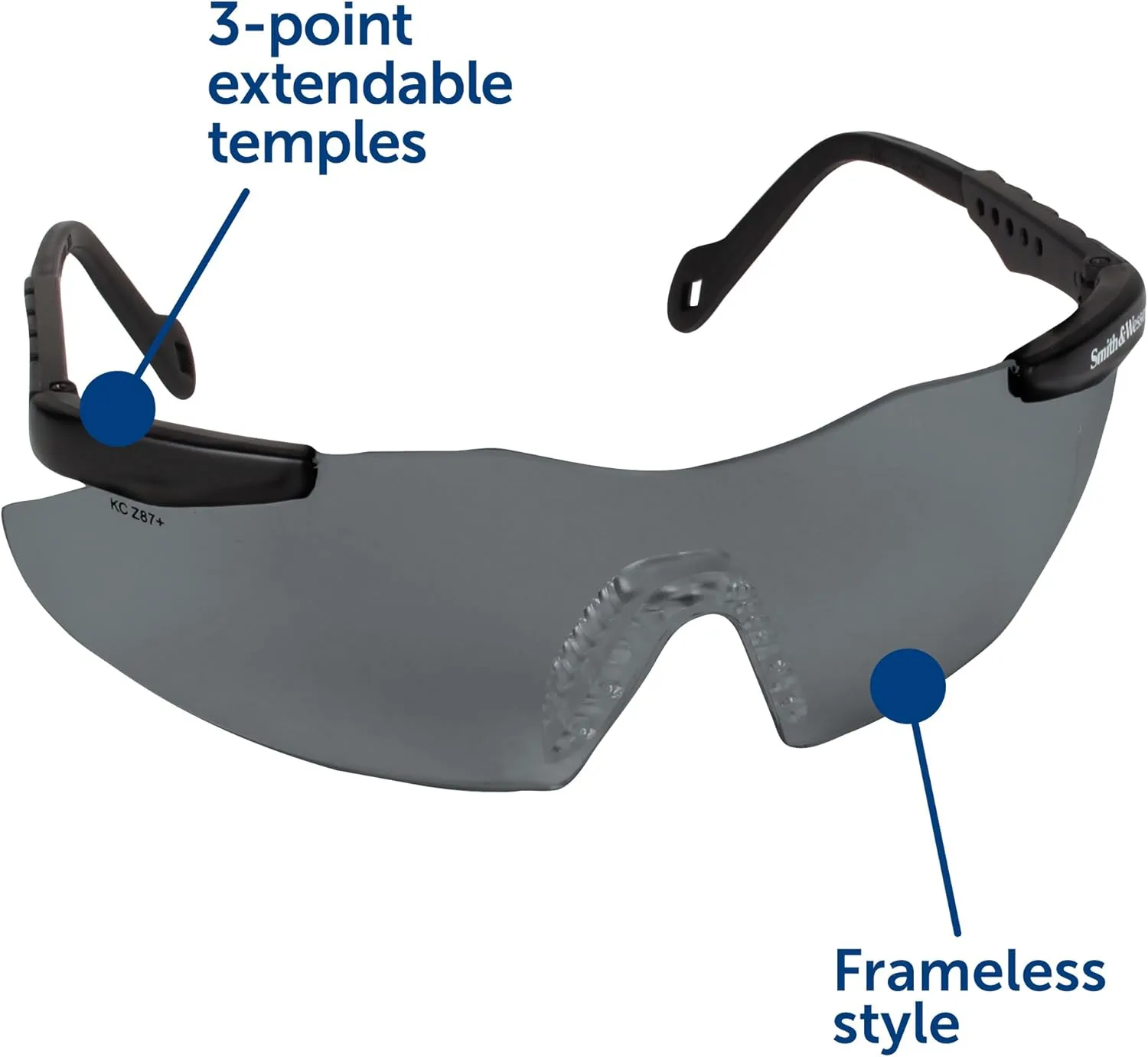 Smith and Wesson Safety Glasses (19823), Magnum 3G Safety Eyewear, Smoke Lenses with Black Frame