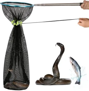 Snake Catcher Net, Snake Grabber for Safe Reptile Handling and Capture – Effective Snake Catcher Grabber Tool with Closure Net, Snake Handling Tools with a Handle Extendable from 20'' to 45''