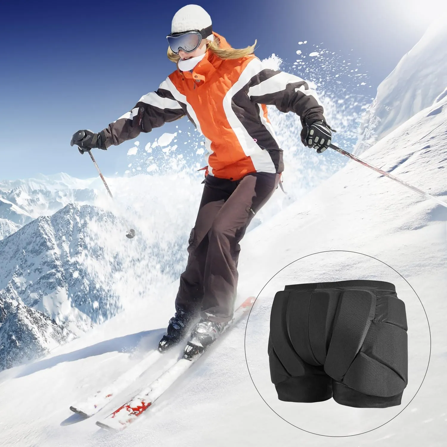 Snowboard Padded Shorts Impact Shorts for Snowboarding, Hip and Butt Pads for Skating, Snowboard Butt Pad for Kids Adult