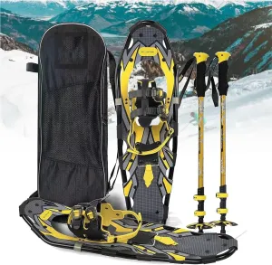 Snowshoes for Men Women Youth, Lightweight Aluminum Alloy All Terrain Snowshoes for Hiking, with Telescopic Pole, Storage Clip and Carrying Tote Bag,30inch