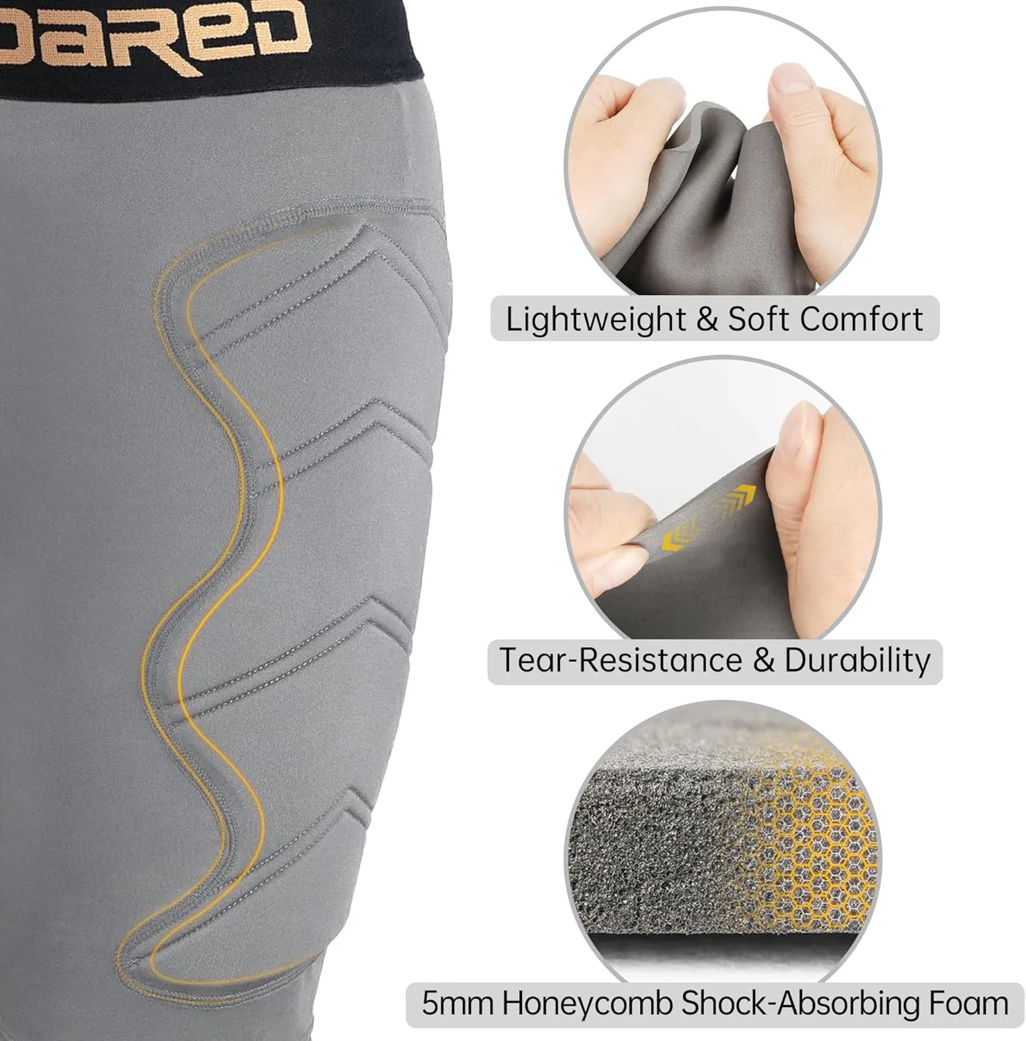 Soared Youth Baseball Sliding Shorts, 5mm Shockproof Pad, Padded Compression Shorts Tear Resistant w/Cup Pocket for Softball