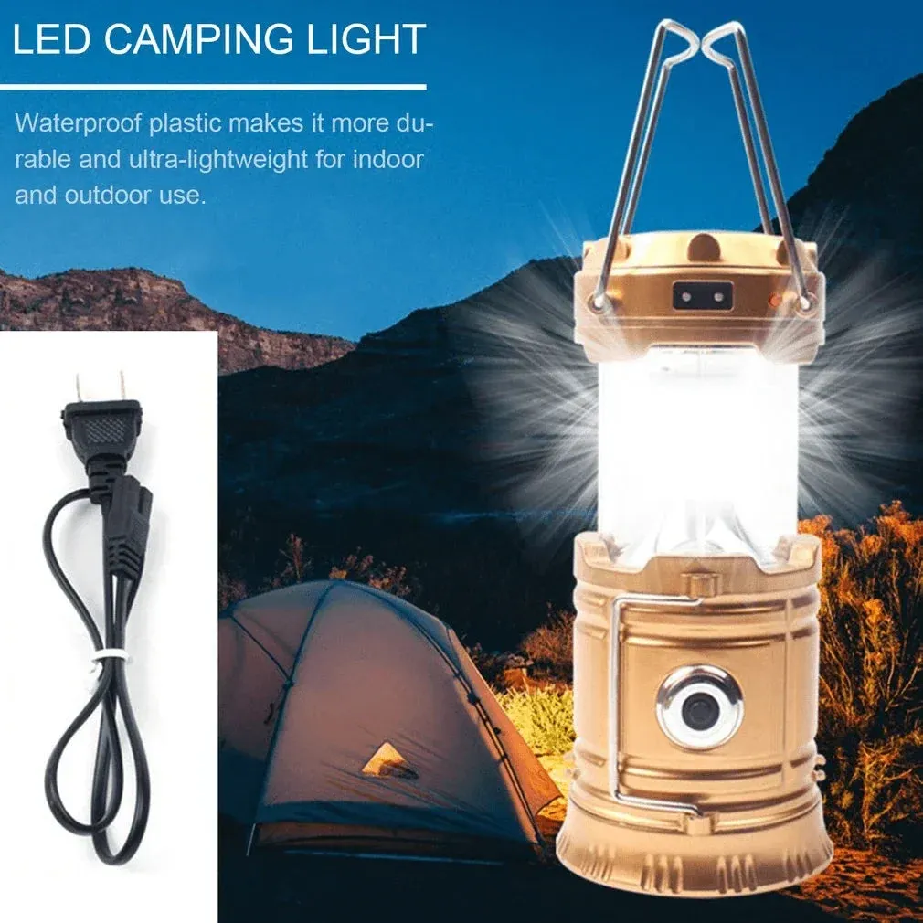Solar 6 in 1 Portable Camping Fan LED Lamp Outdoor Lighting Folding Camp Tent Lamp USB Rechargeable Lantern With Fan