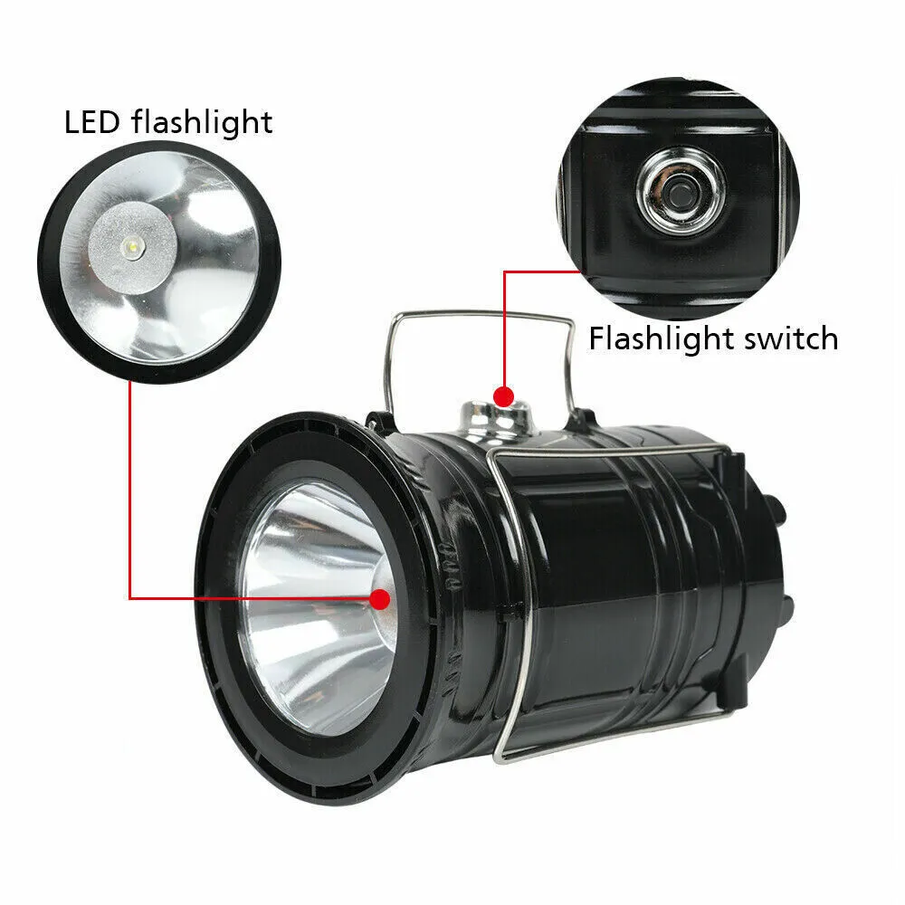 Solar Rechargeable LED Camping Lantern with Power Bank