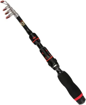 Sosoport Black Mini Telescopic Rod Compact Portable 2.1m Length 2500g Capacity for Saltwater and Freshwater Fishing